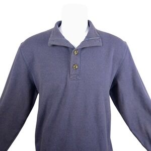 The Normal Brand Mens Blue 1/4 Button Mock Neck Sweatshirt Size Medium